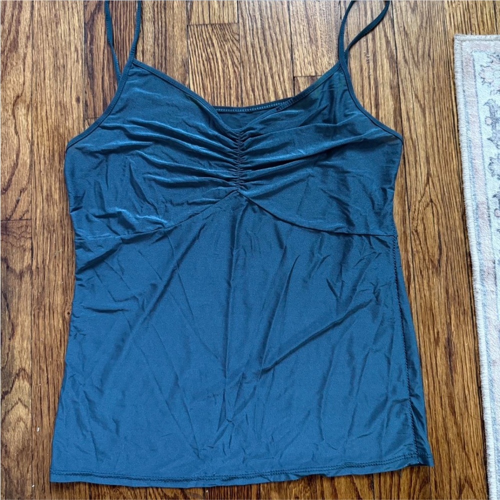 Vintage satin blue Top with ruched detail